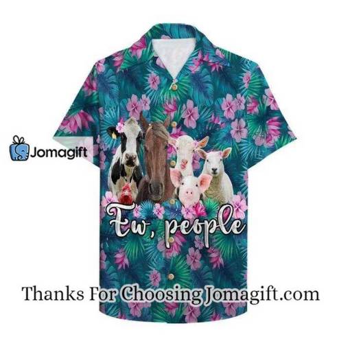 [Comfortable] Farmer Ew People Cute Animals Tropical Plants Background Hawaiian Shirt Gift