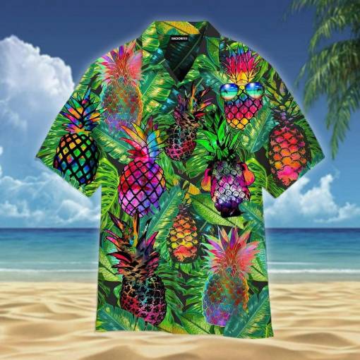[Fashionable] Fresh Fruit Pineapple Peace Life Colorful Hawaiian Shirt