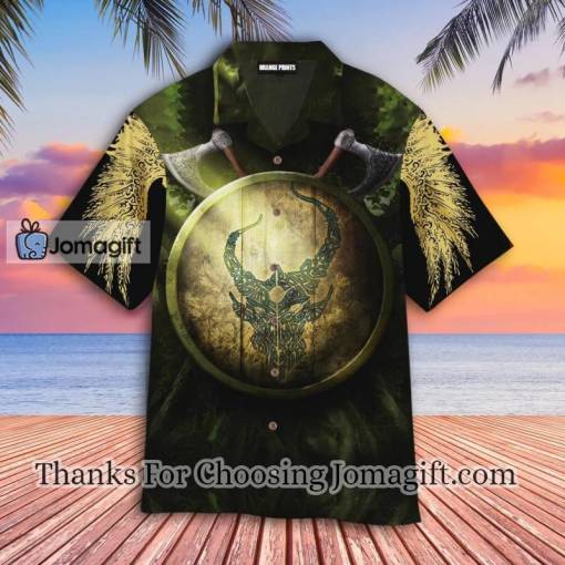 [Fashionable] Shield Axe Raven Viking Hawaiian Shirt