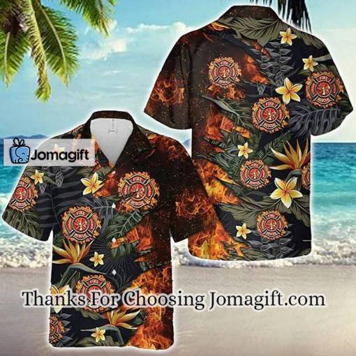 [Comfortable] Firefighter Fire Floral Tropical Hawaiian Shirt, gift for Firefighter Gift