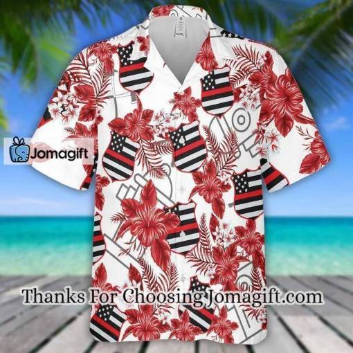 [Available Now] Firefighter Hibiscus Flower Hawaiian Shirt Gift
