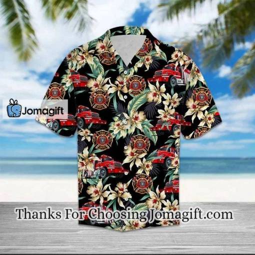 [Comfortable] Firefighter Logo With Floral Outstanding Design Hawaiian Shirt Gift
