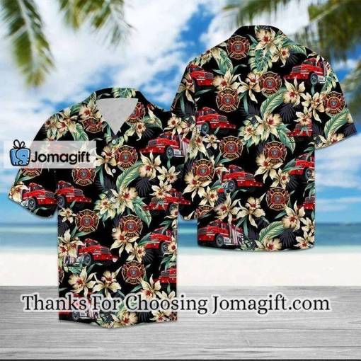 [Comfortable] Firefighter Logo With Floral Outstanding Design Hawaiian Shirt Gift