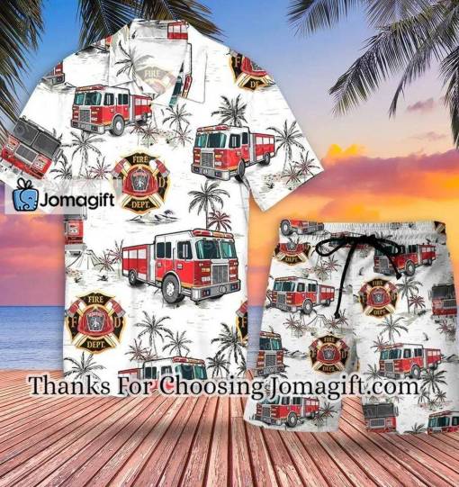 [Comfortable] Firefighter Truck Hawaiian Shirt Set  Unisex Gift
