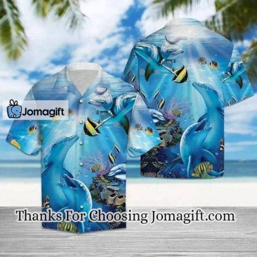 [Comfortable] Fish And Dolphin Watercolor Hawaiian Shirt Gift