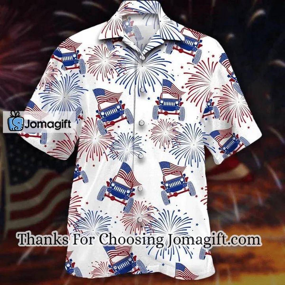 Flag Jeeps And Fireworks Beautiful Hawaiian Shirt 1