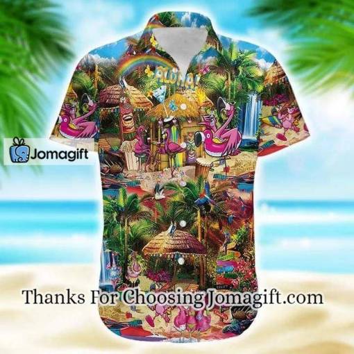 [Comfortable] Flamingo At Tiki Bar Tropical Hawaiian Shirt  Hawaiian Shirt Gift