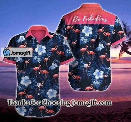 [Comfortable] Flamingo Be Fabulous Tropical Leave Pattern Hawaiian Shirt Gift