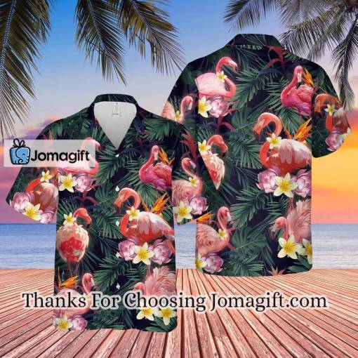 [Comfortable] Flamingo Tropical Palm Leaves And Flowers Hawaiian Shirt Gift