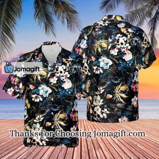 [Comfortable] Floral Skull Aloha Hawaiian Shirts, Skull Hawaiian Shirt Skull Lovers Gift