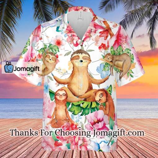 [Comfortable] Flower Yoga Sloth Tropical Hawaiian Shirt Gift
