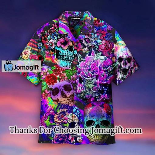 [Available Now] Flowers Hippies Colorful Skull Hawaiian Shirt Gift