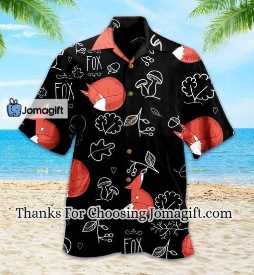 [Comfortable] Fox Sleeping Fox Black Hawaiian Shirt 3D, Fox Lover Hawaiian Shirt Gift