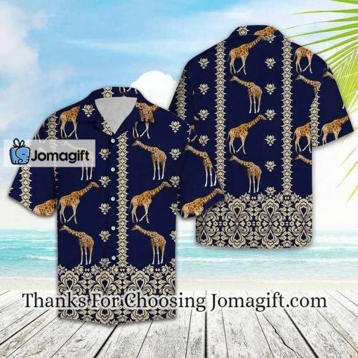 [Best-Selling] Giraffe hawaii shirt, Giraffe Symbolic Art In Deep Blue Hawaiian Shirt Gift