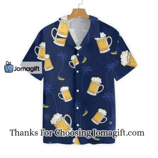 [Best-Selling] Glass Of Beer Cheers Palms At Night Design Hawaiian Shirt Gift