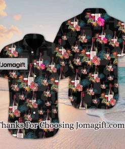 Grape Wine Bottle With Flower Tropical Jungle Pattern Hawaiian Shirt