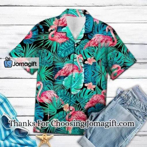 [Best-Selling] Green Leave Flamingo Ornamental Hawaiian Shirt Gift
