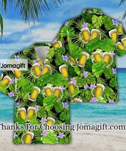 Green Palm Leave And Beer Watercolor Design Hawaiian Shirt 1