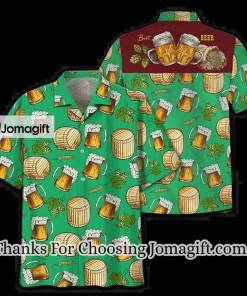 [Best-Selling] Green Theme Beer Wooden Barrel Hawaiian Shirt, Summer Gift