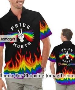 Hand Rainbow LGBT Flag Tropical Floral Hawaiian Shirt Summer Gifts 1