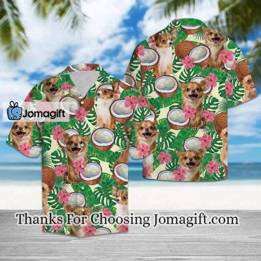 [Best-Selling] Happy Chihuahua Hide In Tropical Coconut Jungle Pattern Hawaiian Shirt Gift