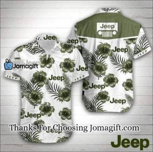 [Best-Selling] Hawaii Shirt  Jeep Green Hibiscus White Unisex Hawaiians Gift