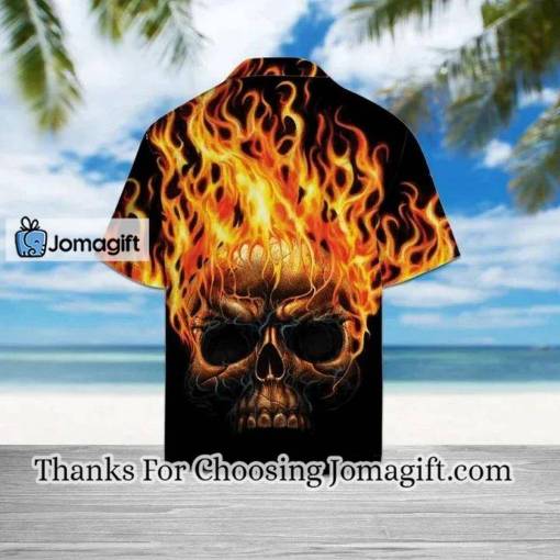 [Best-Selling] Hawaiian Shirt Flame Metal Skull Head In Black hawaii shirt Gift