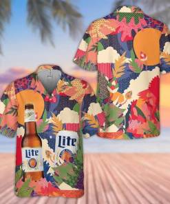 [Best-selling] Beer Hawaiian Shirt Miller Lite Beer Palm Leaf Tropical White