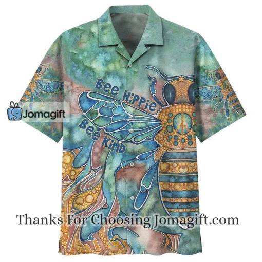 [High-quality] Hippie Hawaiian Shirt Bee Hippie Bee Kind Blue