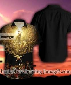 [High-quality] Jesus Hawaiian Shirt Jesus Holy Light Angels Black