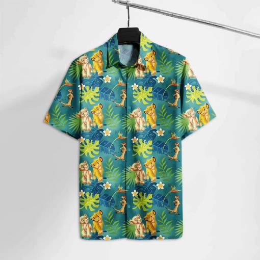 [High-quality] Lk Hawaiian Shirt Simba & Nala Timon Green Floral [Awesome]