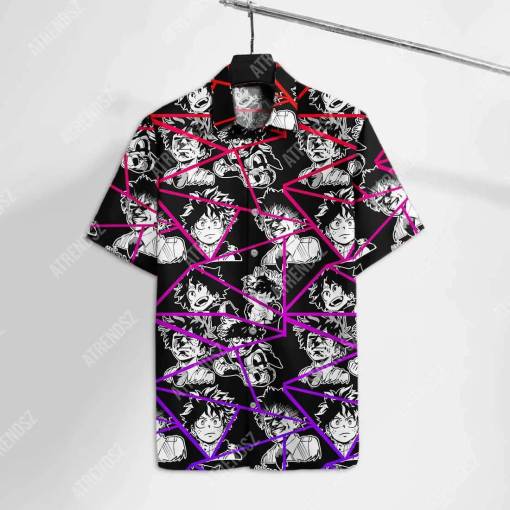 [High-quality] My Hero Academia Hawaiian Shirt Midoriya Izuku Faces Black Pink