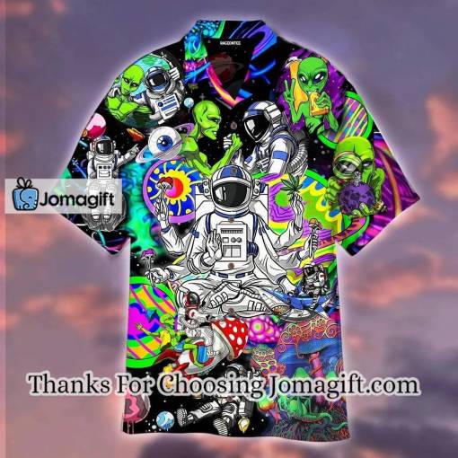 [Personalized] Hippie Astronaut And Alien Hawaiian Shirt Gift