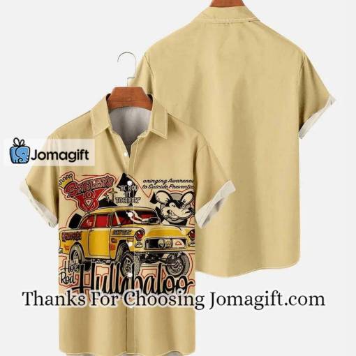 [Best-Selling] Hullaballo car Men’s All Over Letter Poster Print Street, Hawaiian shirt vintage Gift