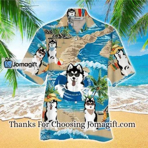 [Limited Edition] Husky Terrier Mens 3D Hawaiian Shirt, Husky Button Up Shirt Gift