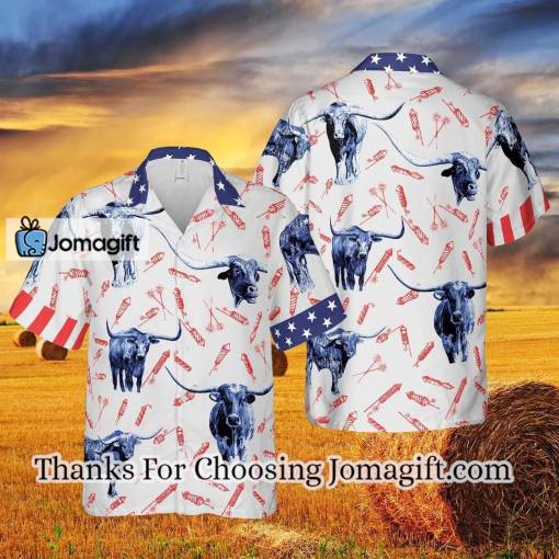 [Limited Edition] Independence Day Tx-Longhorn Pattern All Printed 3D Hawaiian Shirt Gift
