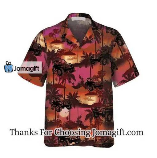[Limited Edition] Jeep Tropical Palm Trees Beach At Sunset Pattern Hawaiian Shirt Gift
