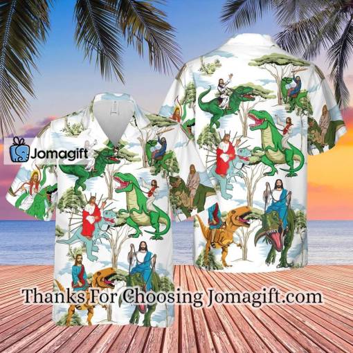 [Personalized] Jesus Ride A Dinosaur Hawaiian Shirt Gift