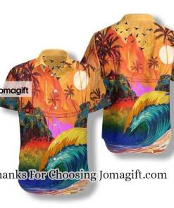 [Personalized] LGBT Sunset Hawaiian Shirt Gift