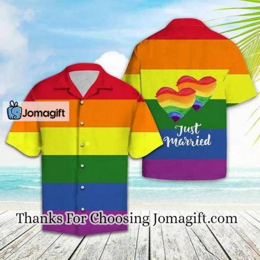 [Limited Edition] Lgbt Love Is Love Again Just Married Heart Shape Themed Hawaiian Shirt Gift