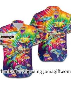 [Limited Edition] Lgbt Sharks Rainbow Tie Dye Aloha Hawaiian Shirt Gift