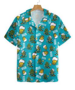 Limited EditionBeer Hawaiian Shirt Hops And Beer Cups Blue Beer Hawaii Shirt 1