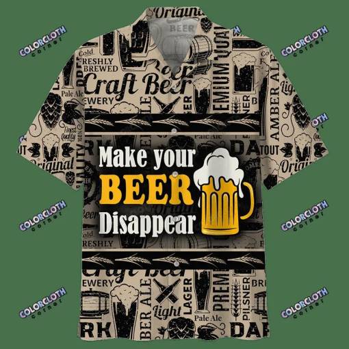 [Limited Edition]Beer Hawaiian Shirt Vintage Make Your Beer Disappear Black Pattern