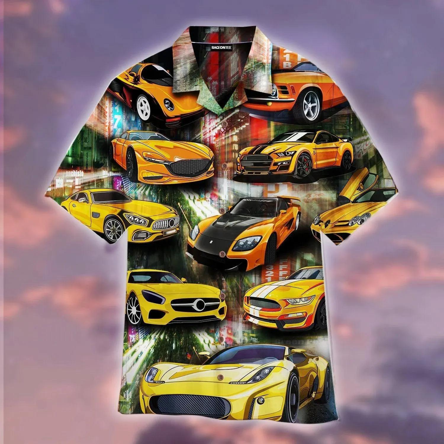 Limited EditionFast And Furious Tokyo Driff Han Yellow Sport Car Hawaiian Shirt 1