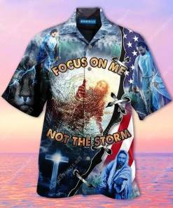 [Limited Edition]Jesus Hawaiian Shirt Focus On Me Not The Storm Blue