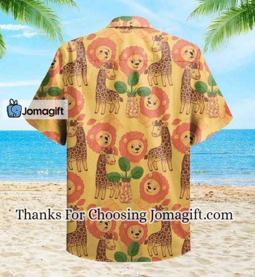 [Limited Edition] Lion Giraffe African Animals Orange Hawaiian Shirt 3D Gift