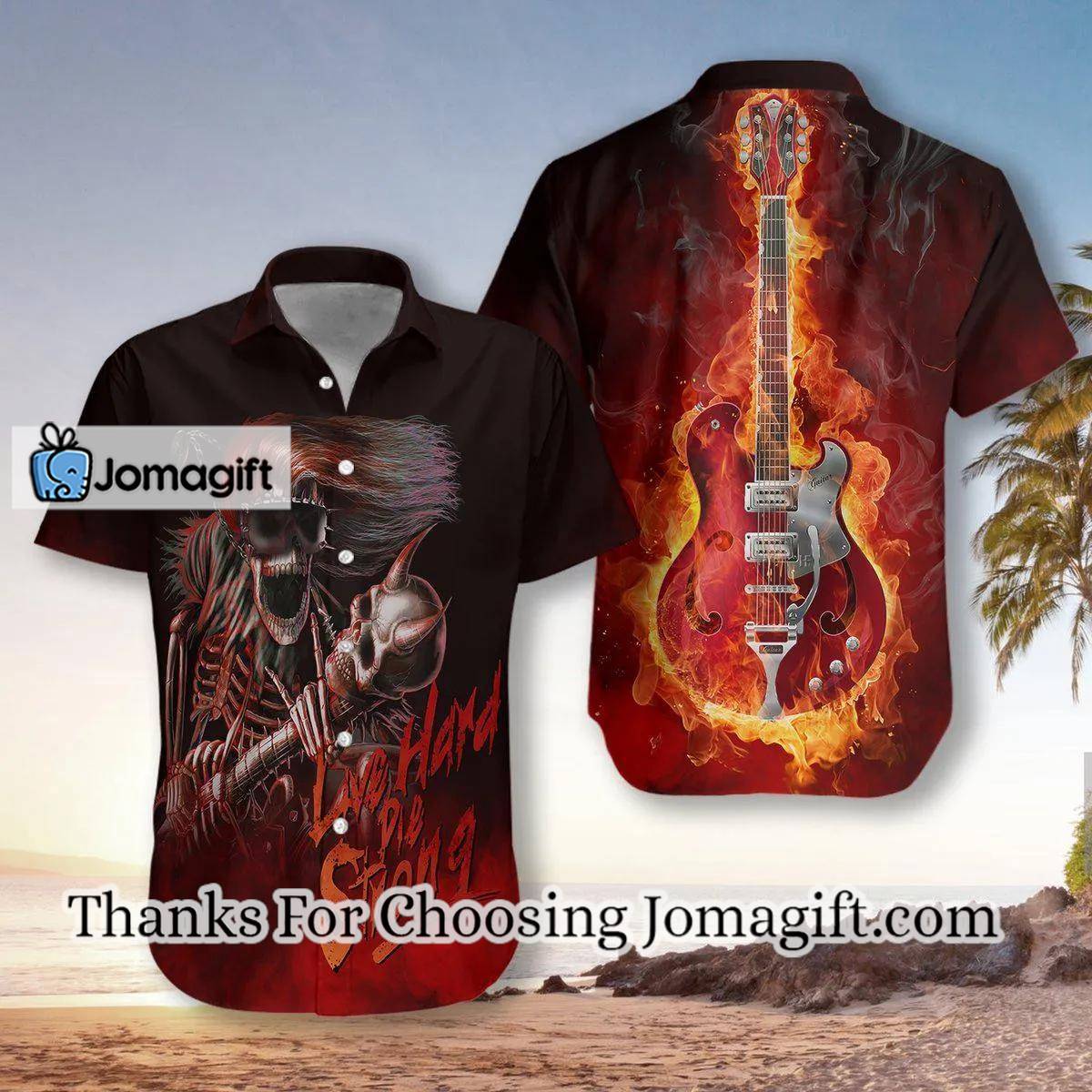 Live Hard Die Strong Burning Guitar Hawaiian Shirt HW3705 1