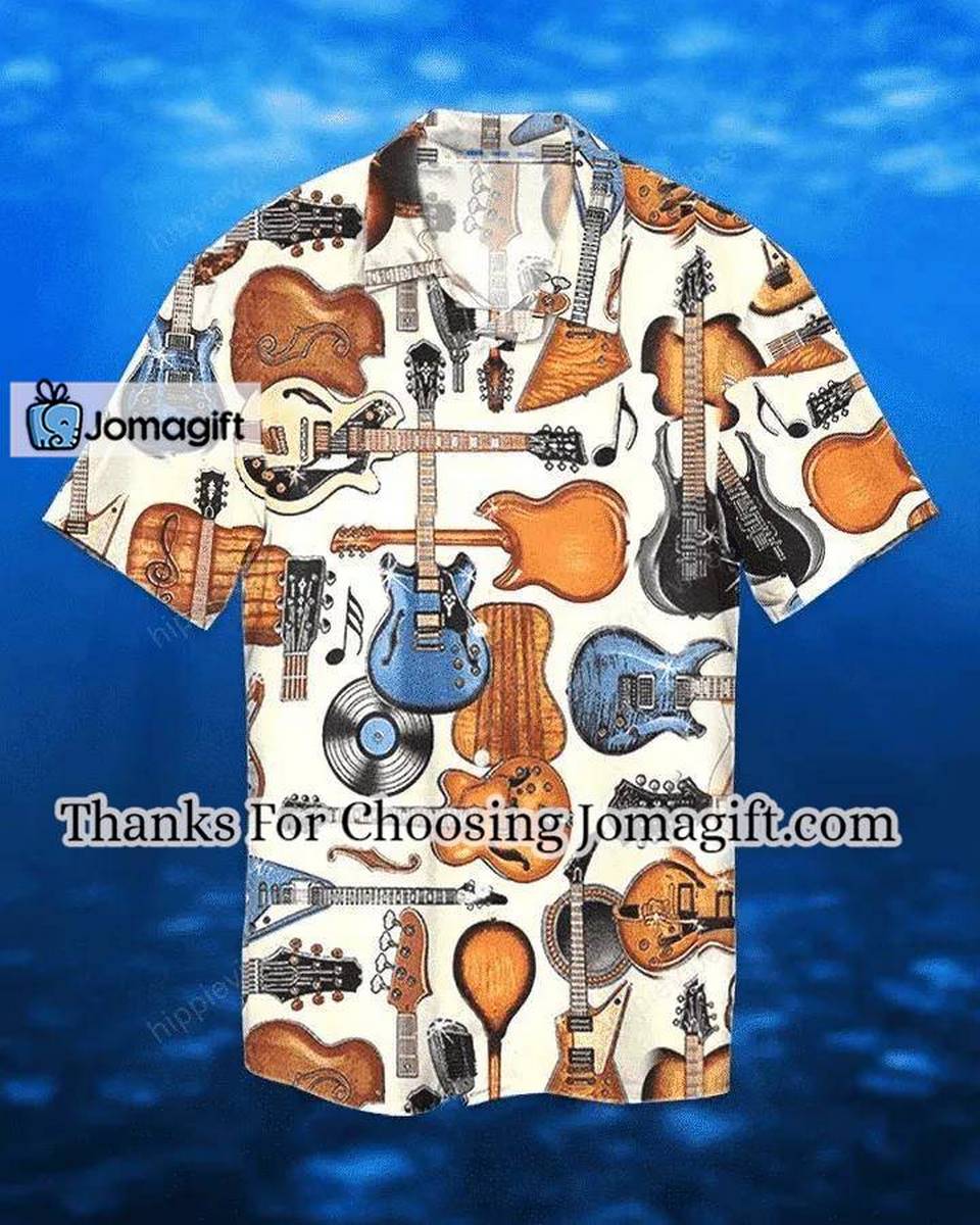 Love Guitar Bass Bling White Hawaiian Shirt Short Sleeve Hawaiian Aloha Shirt 1