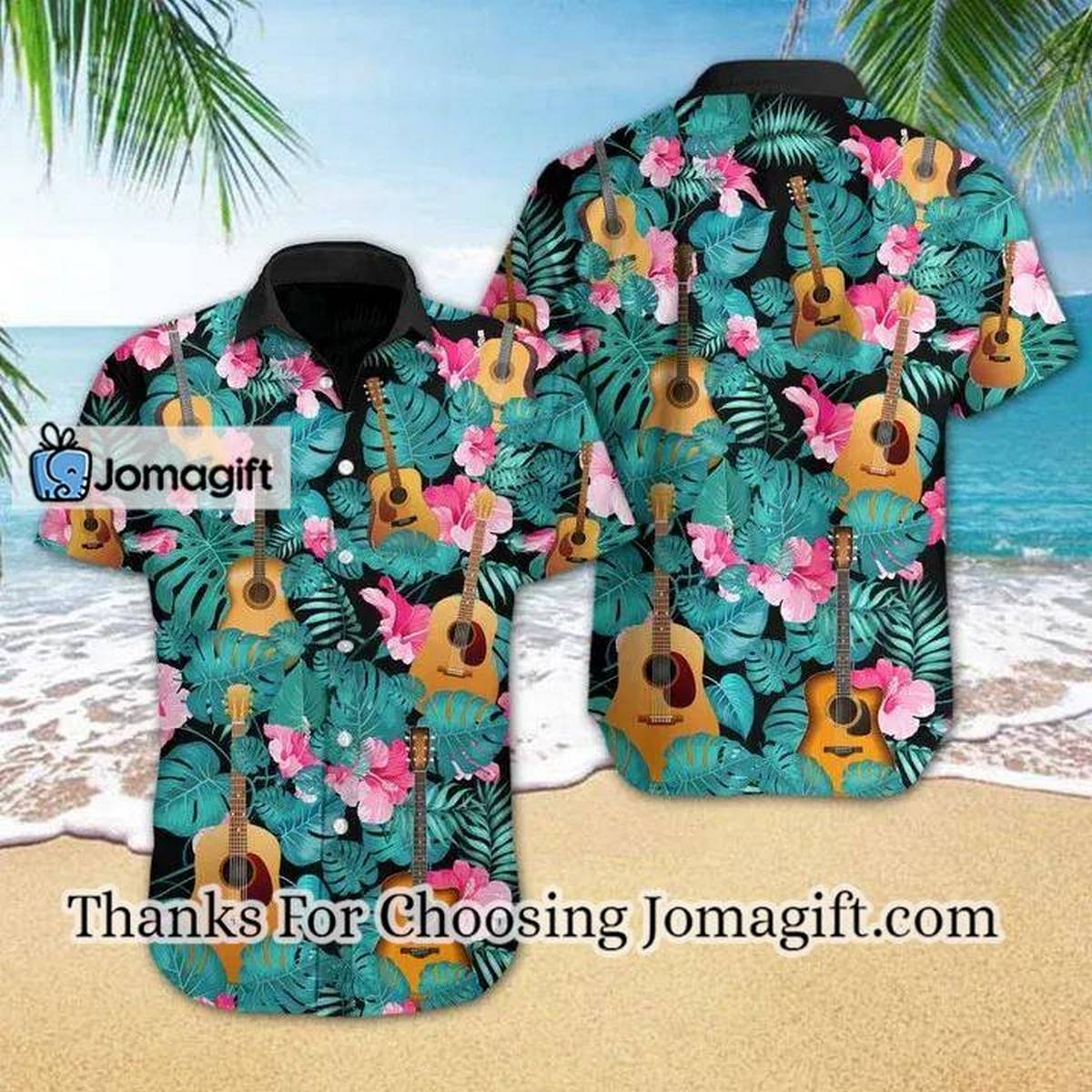 Love Music Guitar Tropical Design Hawaiian Shirt 1