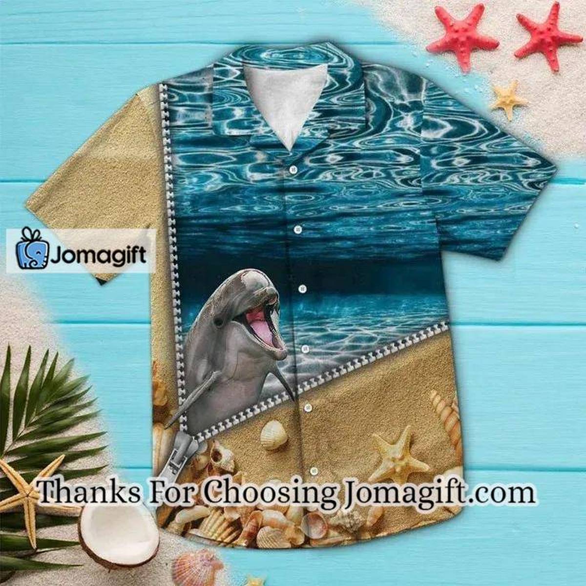 Lovely Zipper Ocean With Dolphin Hawaiian Shirt 1